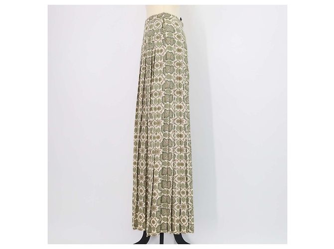 Falda Clea Loro Piana de seda verde con estampado Flower Echoes - vista 2