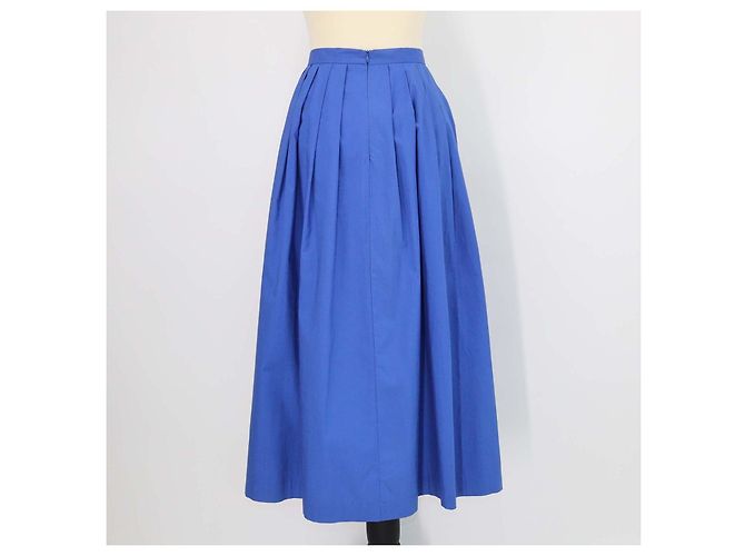 Boutique Moschino Blue Cotton Pleated Maxi Skirt - view 3