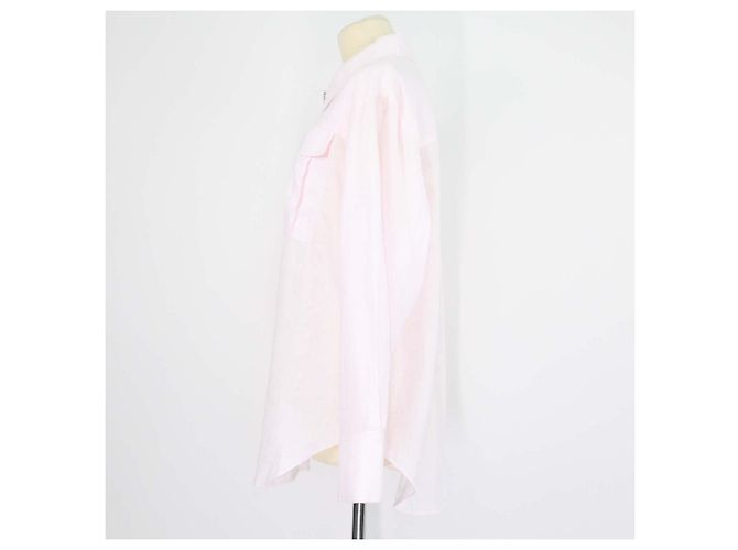 Autre Marque Camisa de manga larga Neoma Aje de lino bordado rosa claro con bolsillo - vista 2