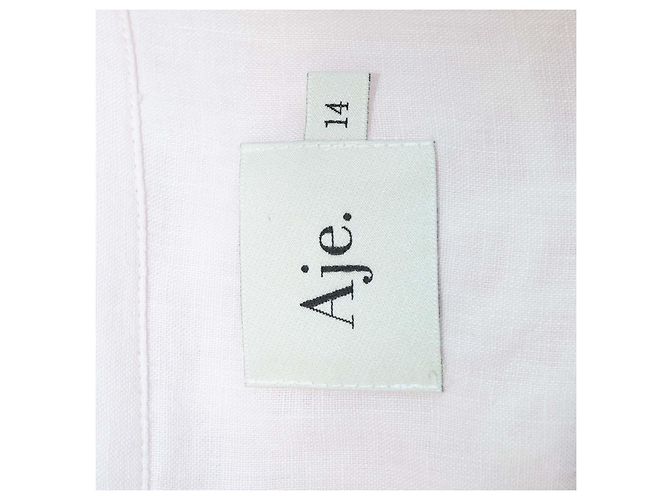 Autre Marque Camisa de manga larga Neoma Aje de lino bordado rosa claro con bolsillo - vista 5