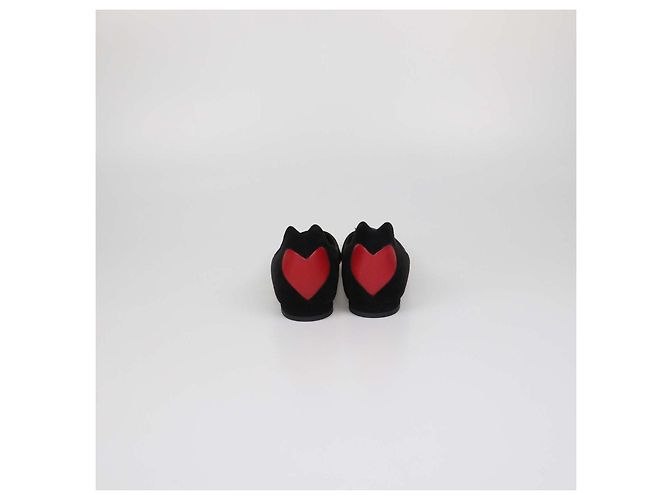 Ballerine a punta Christian Dior in pelle e camoscio nero con cuore - vista 5