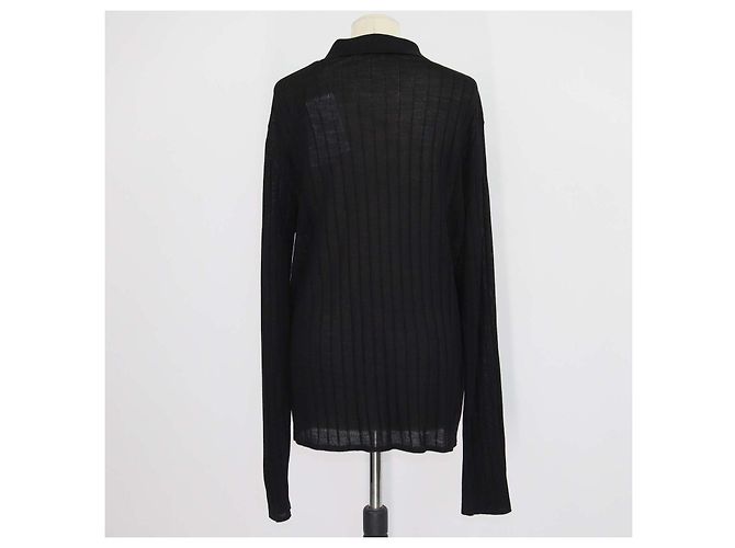 Autre Marque Saint Laurent Polo a maniche lunghe in maglia di lana nera Nero - vista 3