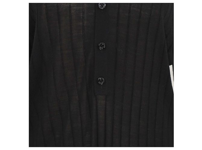 Autre Marque Saint Laurent Polo a maniche lunghe in maglia di lana nera Nero - vista 4