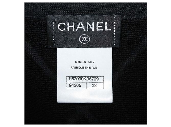 Vestido midi sin mangas acolchado con flecos en mezcla de algodón negro Chanel - vista 6
