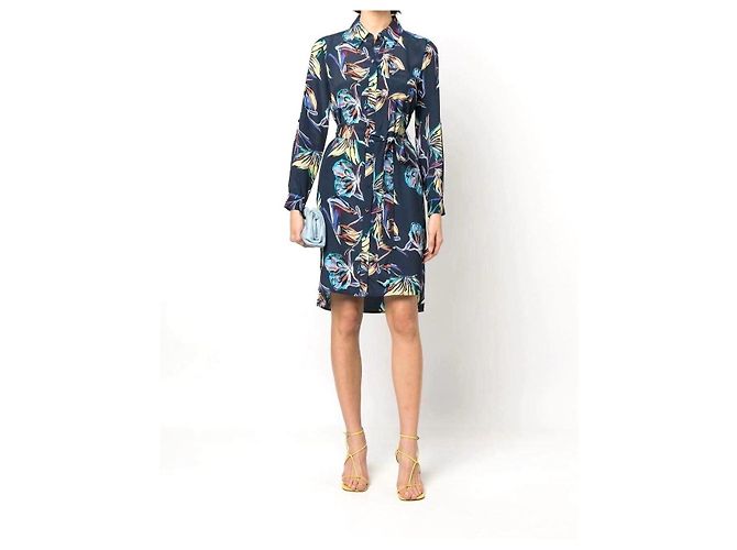 Diane Von Furstenberg Prita Abstract Butterfly Seidenkleid Mehrfarben Dunkelblau - Ansicht 2