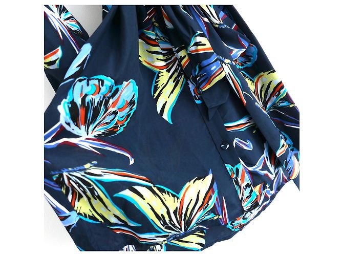 Diane Von Furstenberg Prita Abstract Butterfly Seidenkleid Mehrfarben Dunkelblau - Ansicht 3