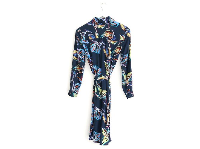 Diane Von Furstenberg Prita Abstract Butterfly Seidenkleid Mehrfarben Dunkelblau - Ansicht 5