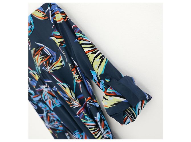 Diane Von Furstenberg Prita Abstract Butterfly Seidenkleid Mehrfarben Dunkelblau - Ansicht 6