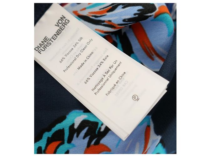 Diane Von Furstenberg Prita Abstract Butterfly Seidenkleid Mehrfarben Dunkelblau - Ansicht 9