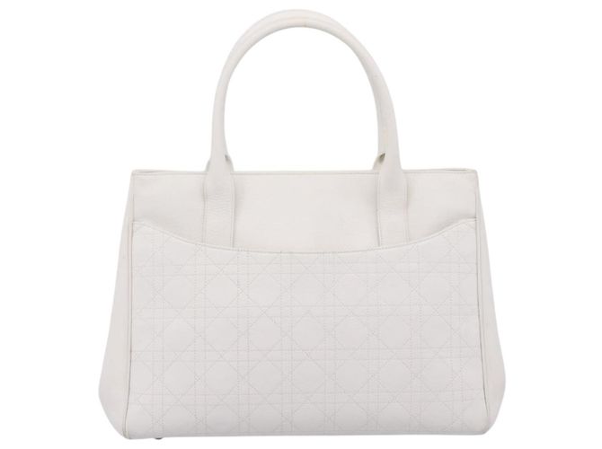 Borsa Christian Dior D Buckle Tote Cannage Stitch Leather Large Bianco - vista 2