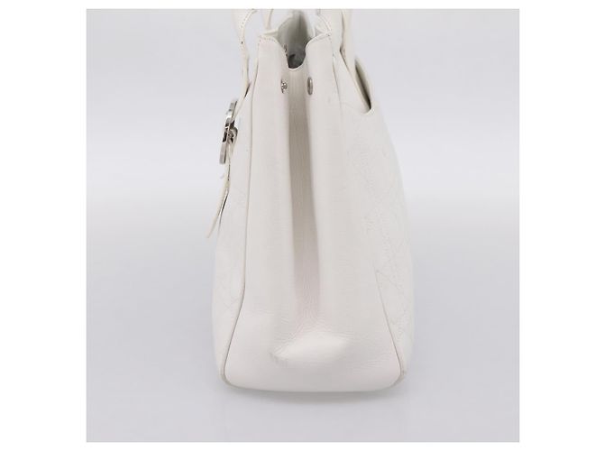 Borsa Christian Dior D Buckle Tote Cannage Stitch Leather Large Bianco - vista 4