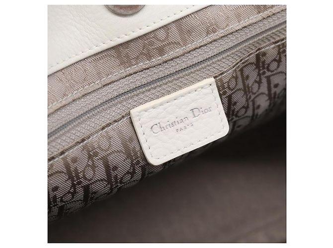 Borsa Christian Dior D Buckle Tote Cannage Stitch Leather Large Bianco - vista 6