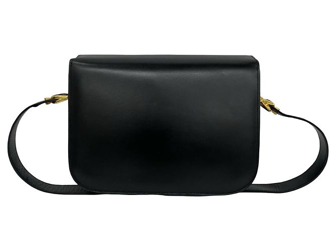 Céline Celine Vintage Leder-Schultertasche/Pochette Schwarz - Ansicht 3