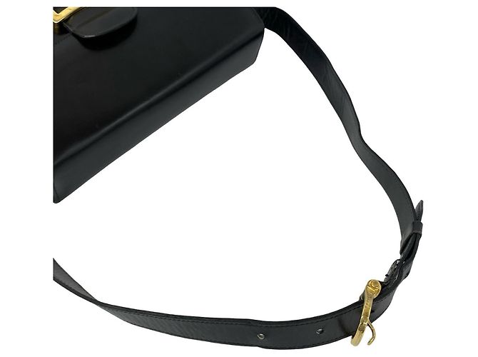 Céline Celine Vintage Leder-Schultertasche/Pochette Schwarz - Ansicht 4