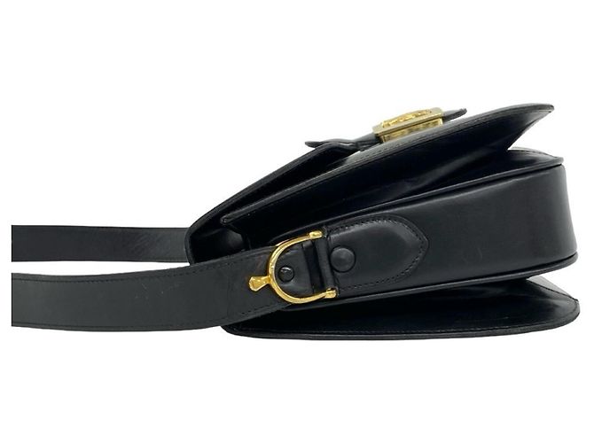 Céline Celine Vintage Leder-Schultertasche/Pochette Schwarz - Ansicht 5