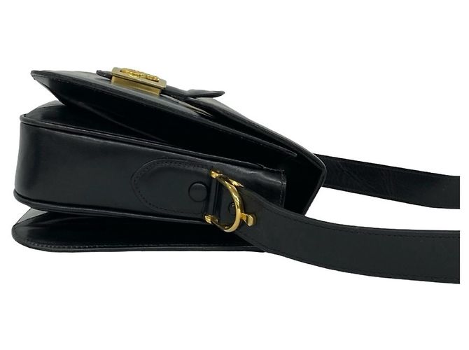 Céline Celine Vintage Leder-Schultertasche/Pochette Schwarz - Ansicht 6