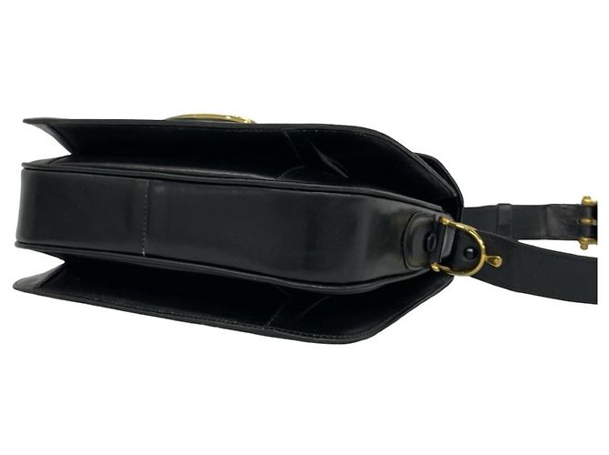 Céline Celine Vintage Leder-Schultertasche/Pochette Schwarz - Ansicht 8