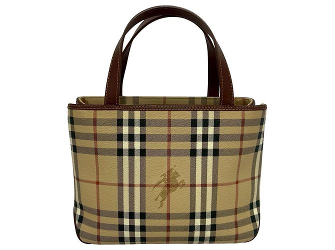 Borsa a mano in pelle Burberry Nova Check Shadow Horse Pattern Marrone Nero Bianco Rosso Beige - vista 3