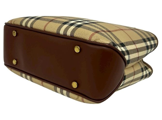 Borsa a mano in pelle Burberry Nova Check Shadow Horse Pattern Marrone Nero Bianco Rosso Beige - vista 8