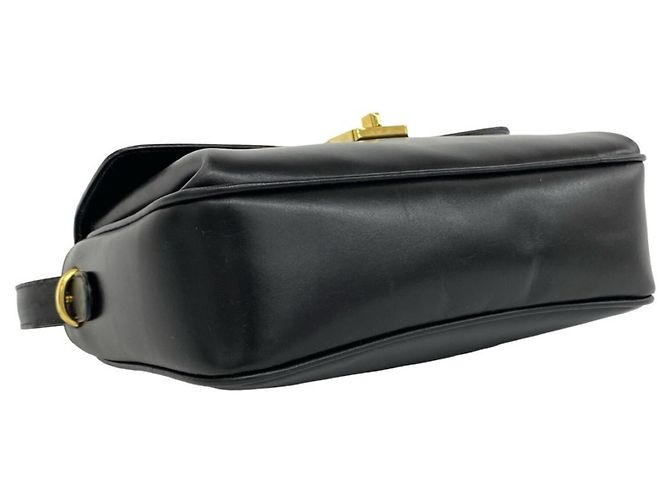 Céline Celine Vintage Triomphe Logo Turnlock Schultertasche aus Leder Schwarz - Ansicht 7