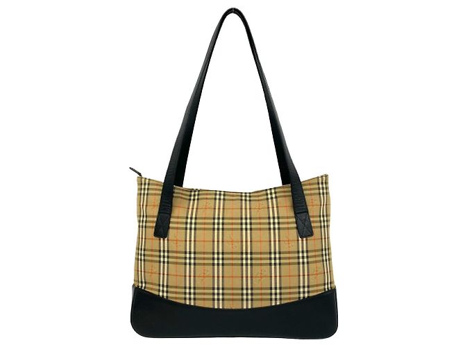Burberry Nova Check Canvas- und Leder-Tote-Bag Schwarz Beige - Ansicht 3