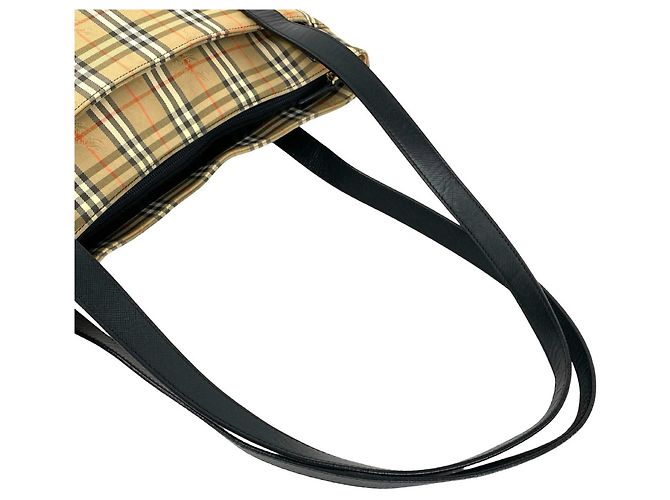 Burberry Nova Check Canvas- und Leder-Tote-Bag Schwarz Beige - Ansicht 4