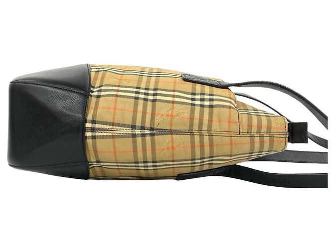 Burberry Nova Check Canvas- und Leder-Tote-Bag Schwarz Beige - Ansicht 6