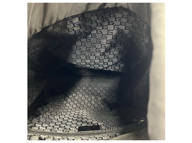 Zaino in nylon e pelle con logo Gucci impresso Nero - vista 9