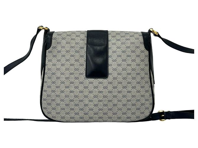 Gucci Vintage Micro GG Logo Hardware Leder-Schultertasche Marineblau - Ansicht 3