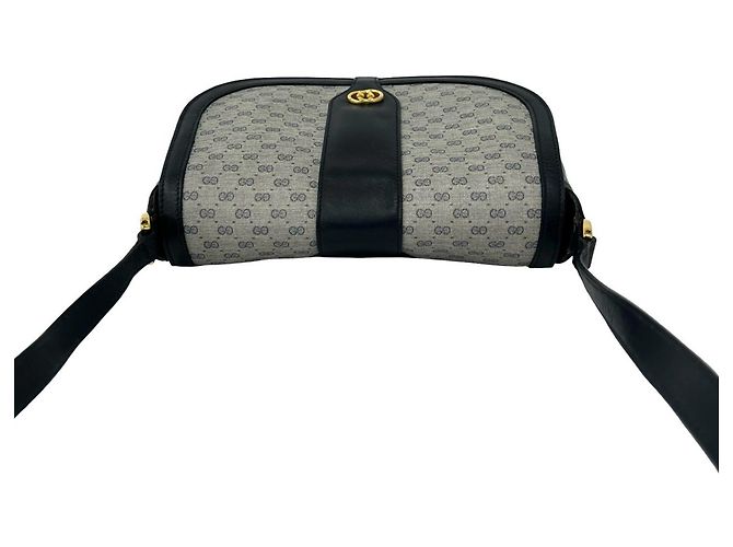 Gucci Vintage Micro GG Logo Hardware Leder-Schultertasche Marineblau - Ansicht 4