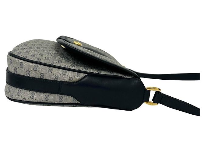 Gucci Vintage Micro GG Logo Hardware Leder-Schultertasche Marineblau - Ansicht 6