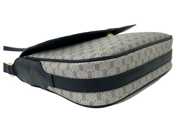 Gucci Vintage Micro GG Logo Hardware Leder-Schultertasche Marineblau - Ansicht 7