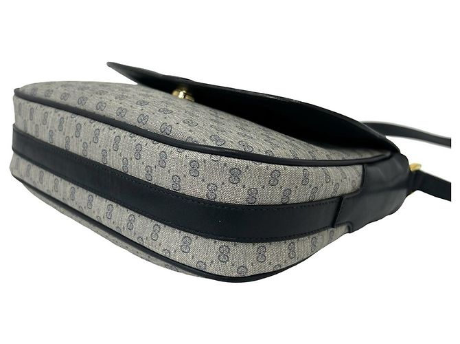 Gucci Vintage Micro GG Logo Hardware Leder-Schultertasche Marineblau - Ansicht 8