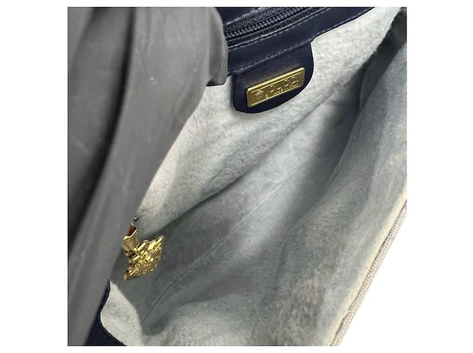 Gucci Vintage Micro GG Logo Hardware Leder-Schultertasche Marineblau - Ansicht 9