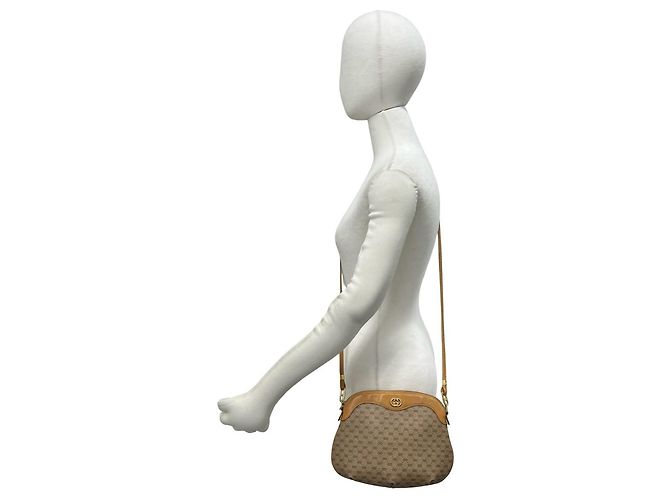 Gucci Vintage Micro GG Logo Leder Schultertasche/Pouch Braun - Ansicht 2