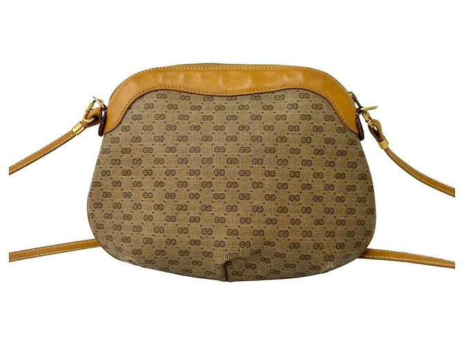 Gucci Vintage Micro GG Logo Leder Schultertasche/Pouch Braun - Ansicht 3