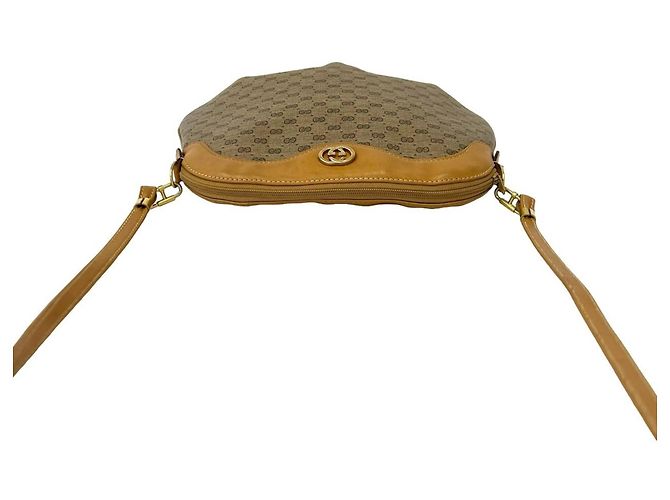 Gucci Vintage Micro GG Logo Leder Schultertasche/Pouch Braun - Ansicht 4