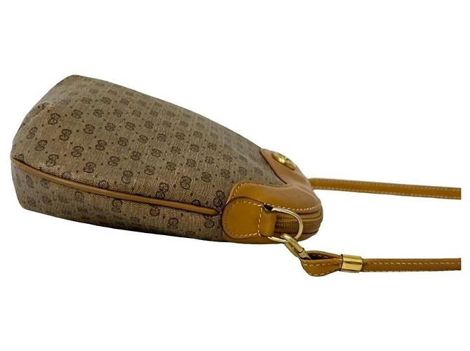 Gucci Vintage Micro GG Logo Leder Schultertasche/Pouch Braun - Ansicht 6