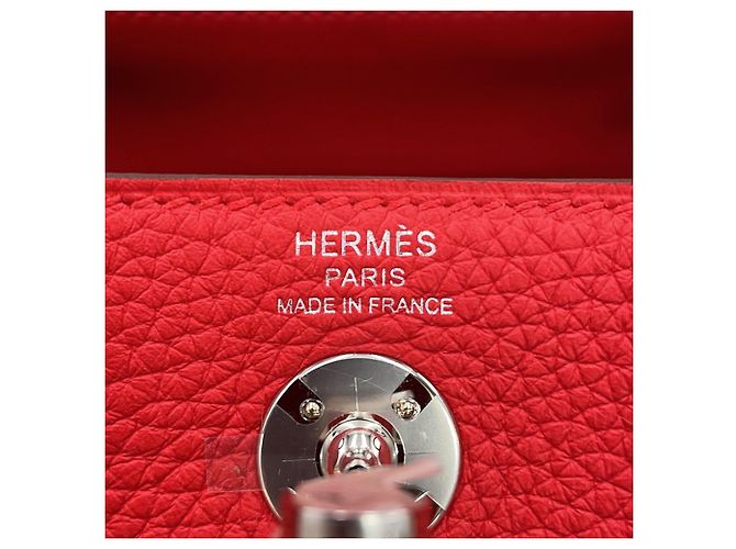 Hermès Bolsa de mão Hermes Lindy Mini Vermelho - vista 12