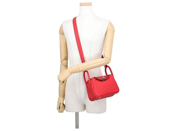 Hermès Bolsa de mão Hermes Lindy Mini Vermelho - vista 4