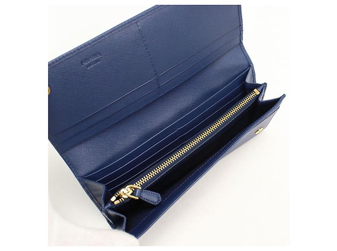 Saffiano Prada Bi-fold Long Wallet in Blue Blau - Ansicht 3