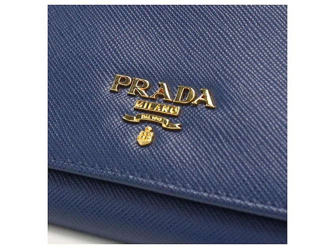 Saffiano Prada Bi-fold Long Wallet in Blue Blau - Ansicht 5
