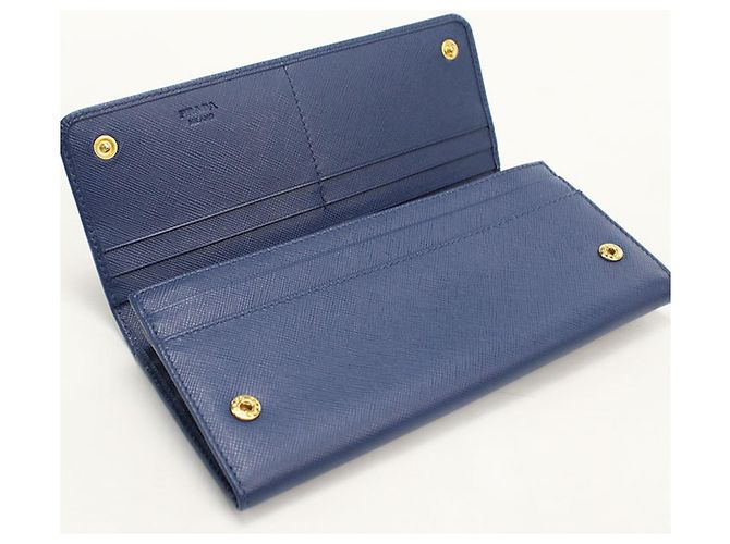 Saffiano Prada Bi-fold Long Wallet in Blue Blau - Ansicht 6