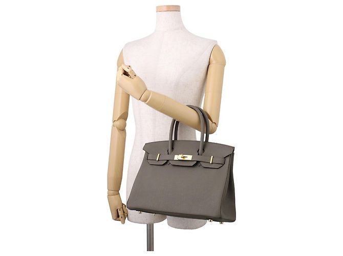 Hermès Borsa Hermes Birkin 30 in pelle Togo Etain Grigio - vista 4