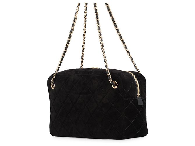 Borsa a tracolla Chanel in camoscio e pelle nera Nero - vista 2