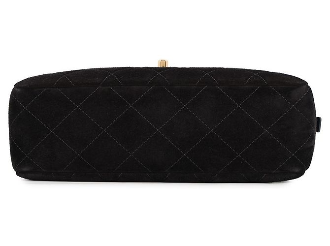 Borsa a tracolla Chanel in camoscio e pelle nera Nero - vista 3