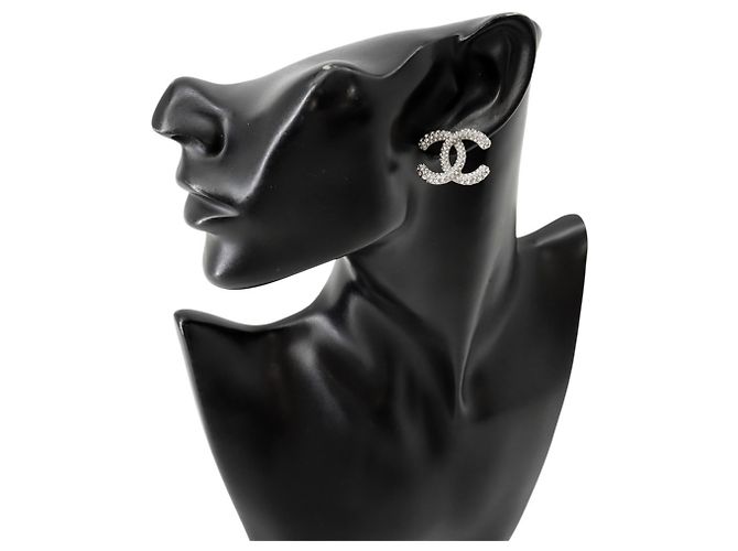 Orecchini a lobo Chanel con strass - vista 4
