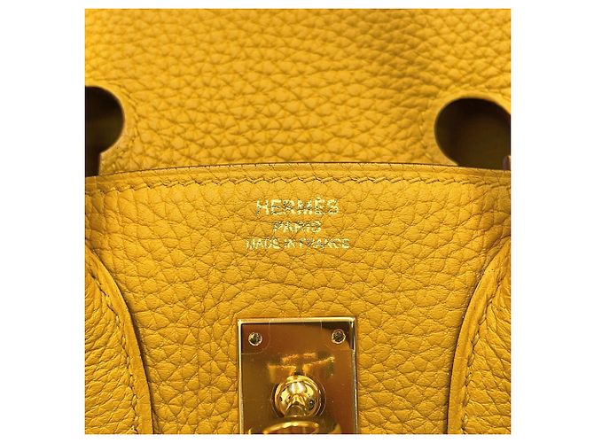 Hermès Borsa Hermes Birkin 25 Jaune Ambre Togo Giallo - vista 12
