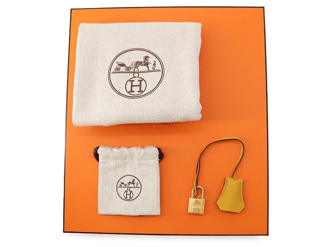 Hermès Borsa Hermes Birkin 25 Jaune Ambre Togo Giallo - vista 13