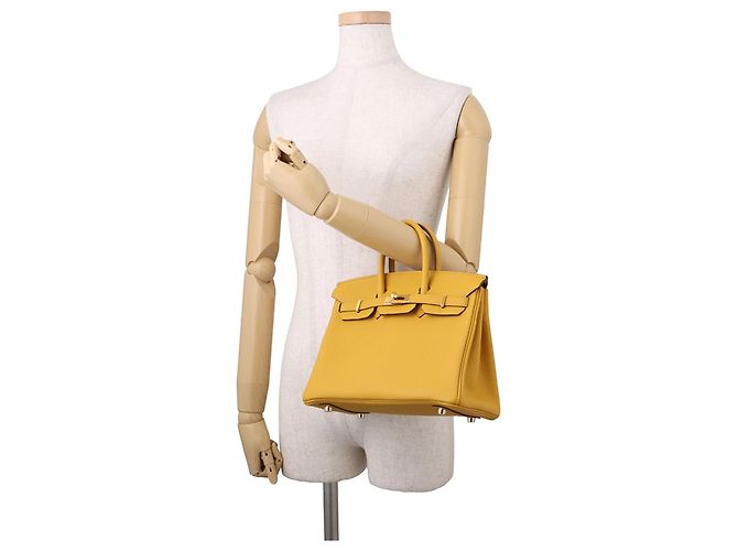 Hermès Borsa Hermes Birkin 25 Jaune Ambre Togo Giallo - vista 4